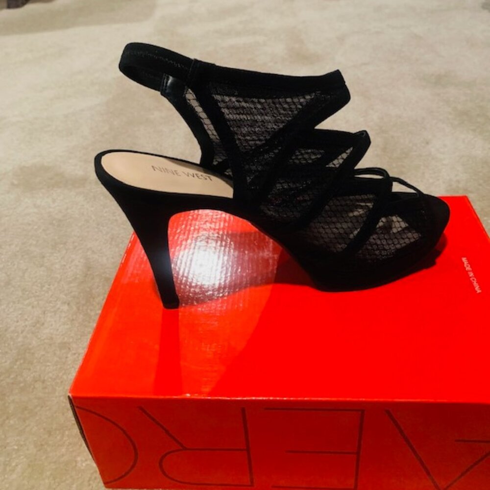 Open-Toe Mesh Stiletto Black Stunning High Heels